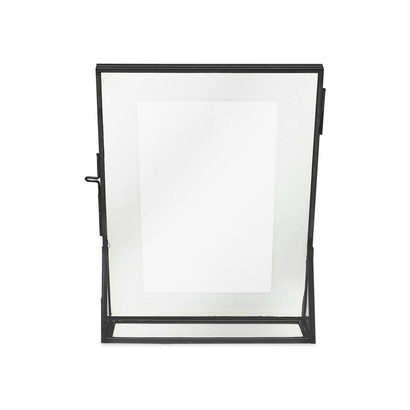 Isaac Jacobs 5x7, Black, Vintage Style Brass and Glass, Floating Photo Frame, Metal, (Vertical), with Locket Closure and Angled Base, for Pictures, Art, Mementos, Keepsakes (5x7, Black) - Image 3